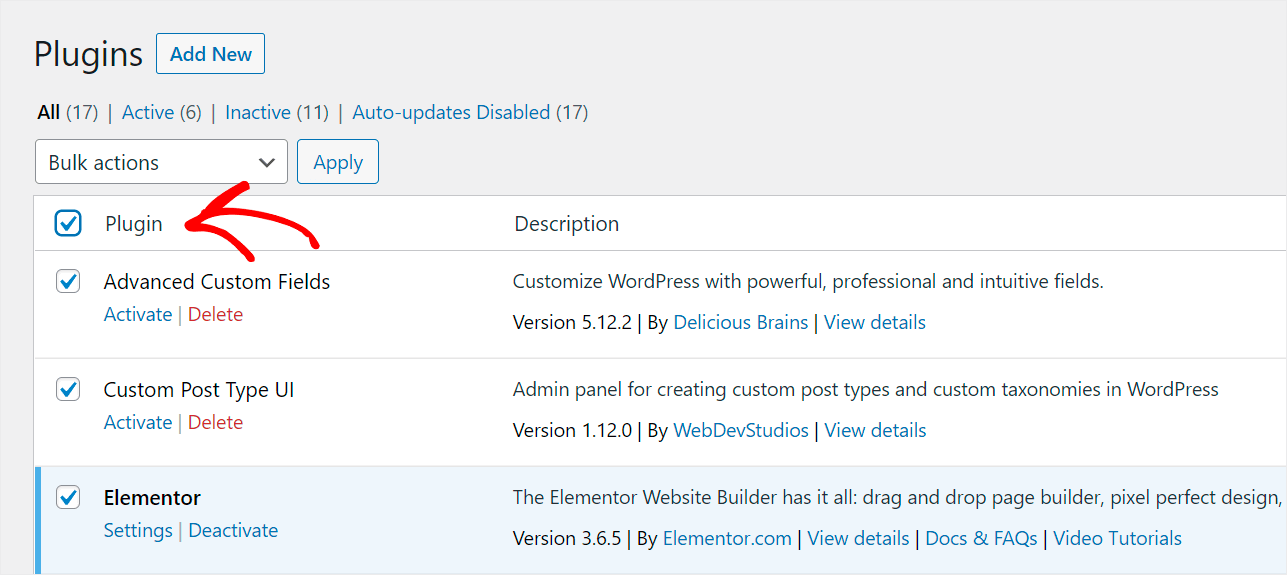 check all plugins