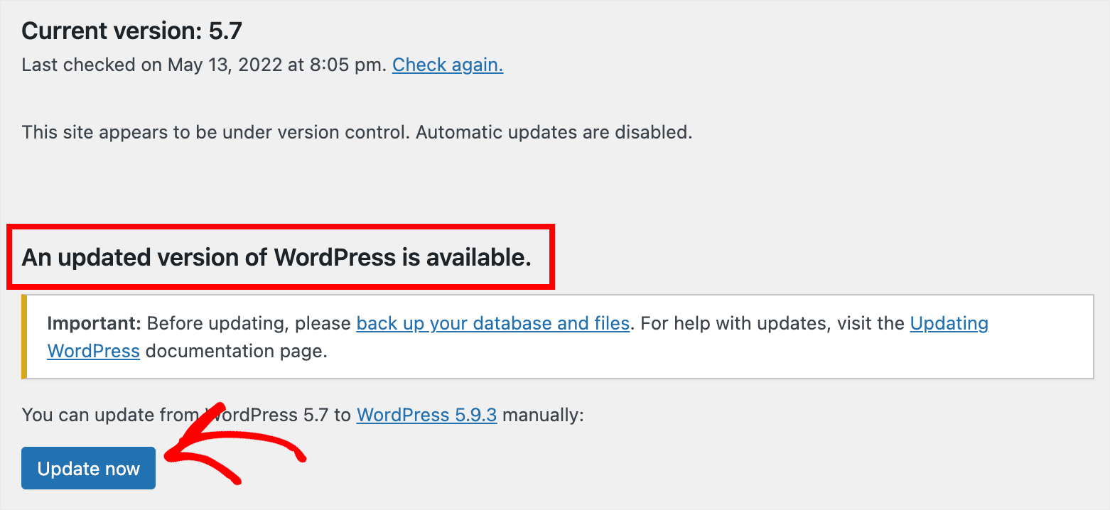 click Update Now