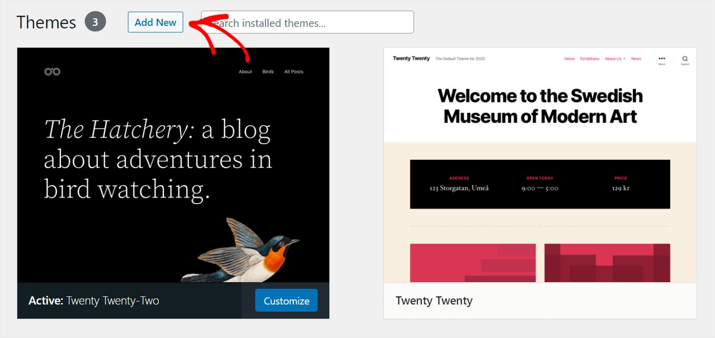 click Add New theme