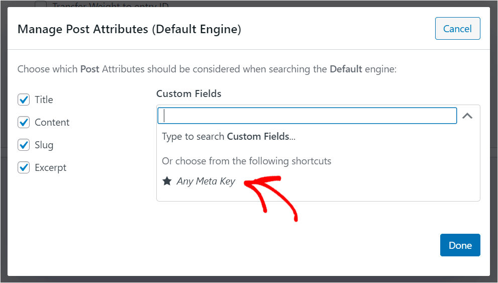 choose the Any Meta Key shortcut