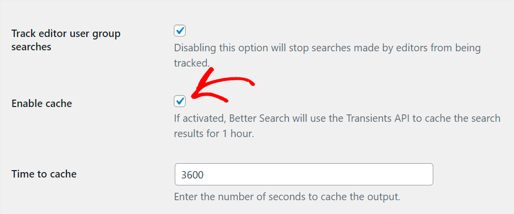 enable cache