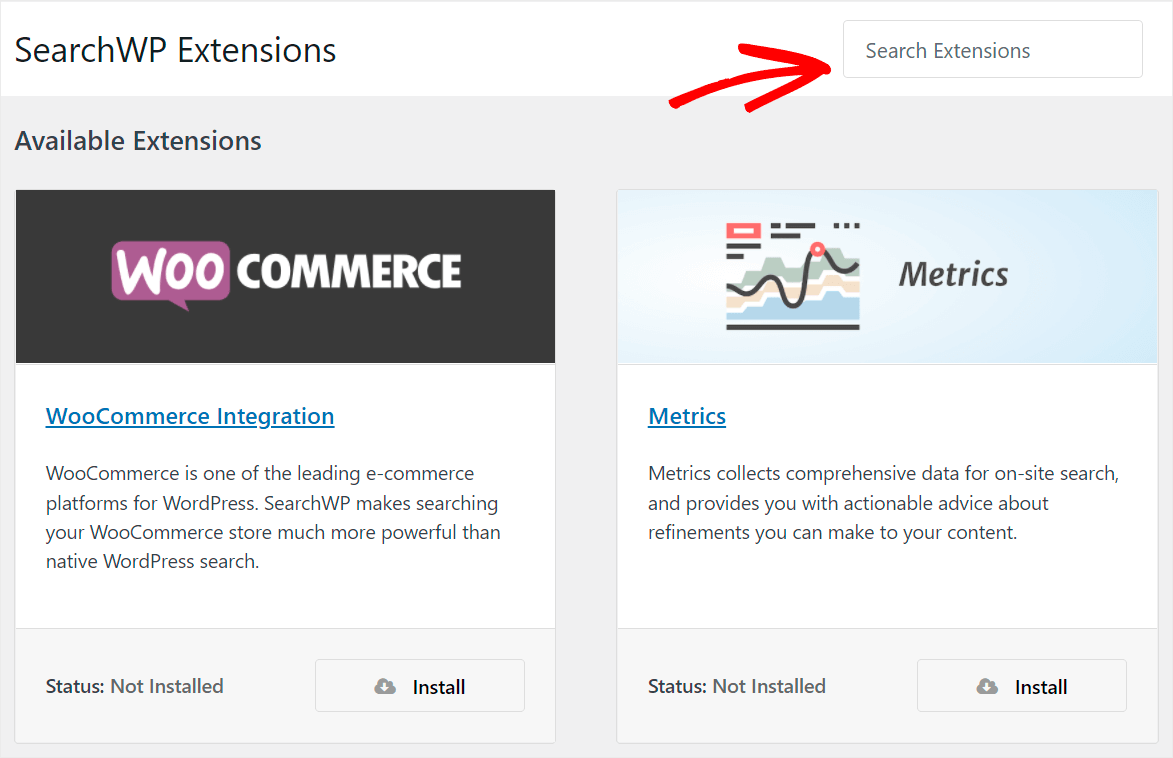 search for the extension