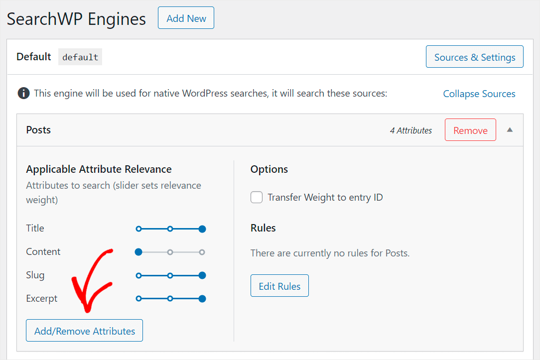 click Add Remove attributes