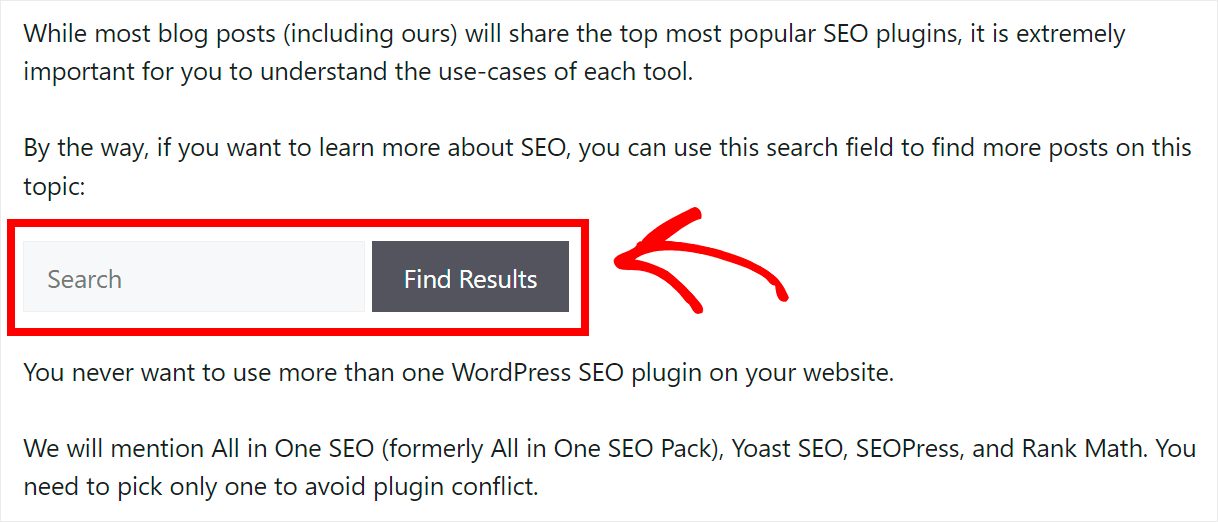 put a search form inside the post