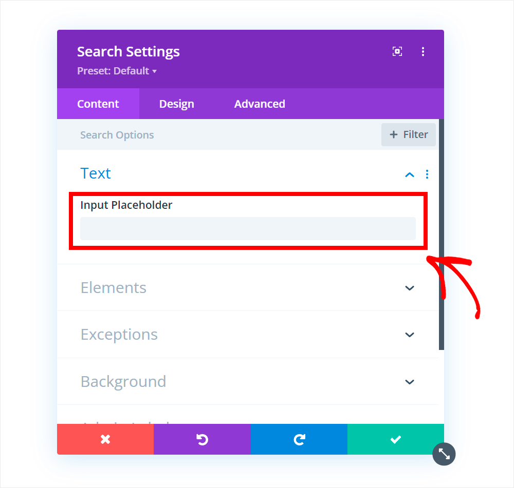 enter the placeholder text