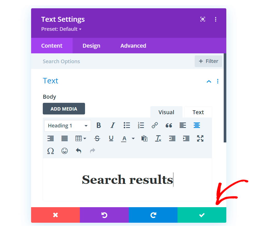 press the checkmark icon