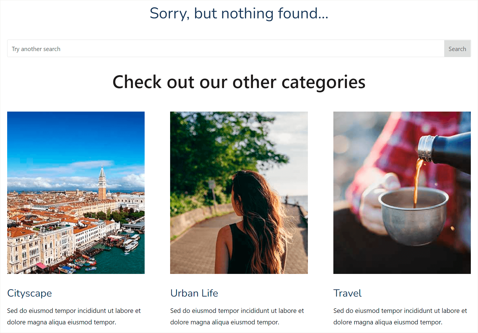 how to create a Divi search results page template