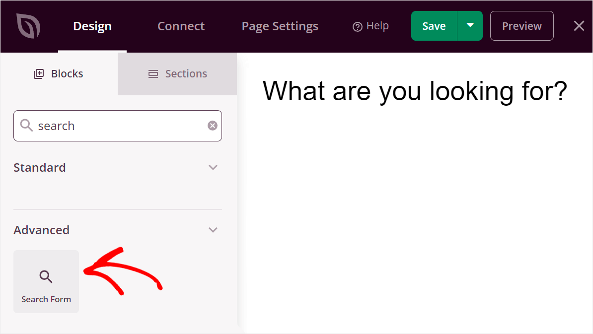 click on the Search Form