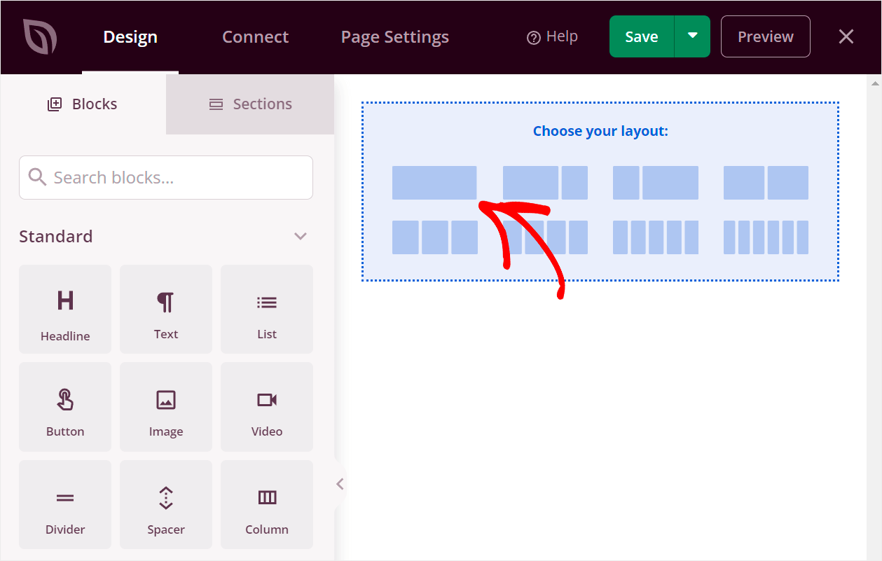 click on a layout