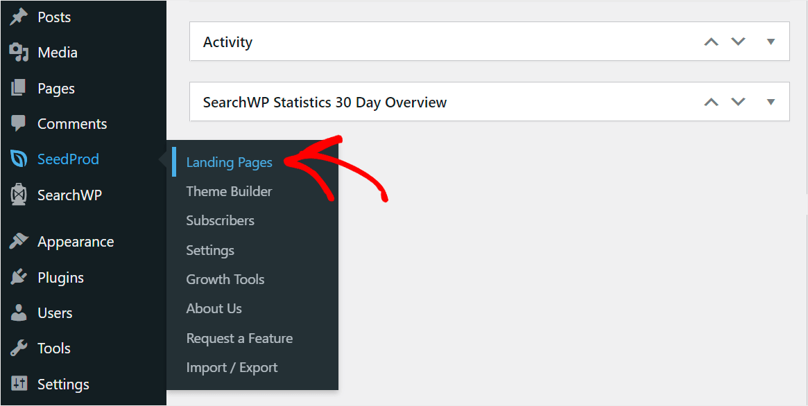 click SeedProd Landing Pages