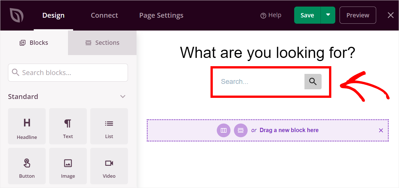 we added a search form to the page