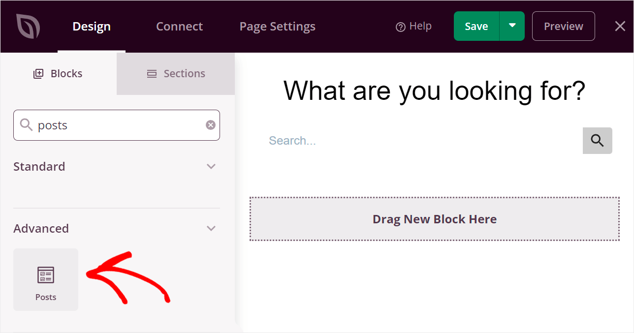 find the Posts element