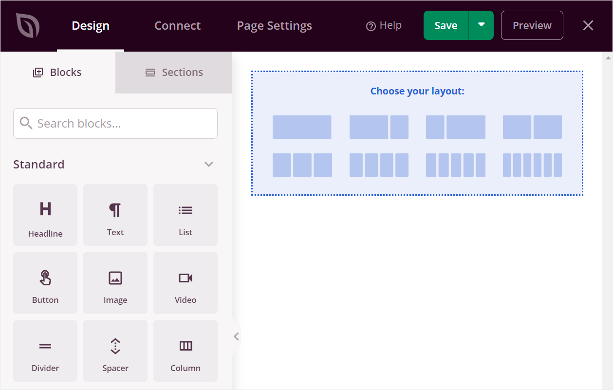choose your page layout