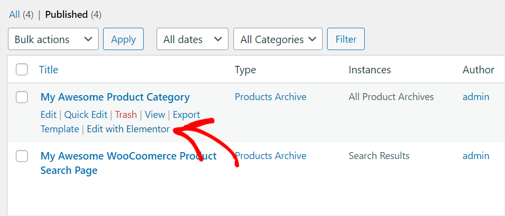 click Edit with Elementor
