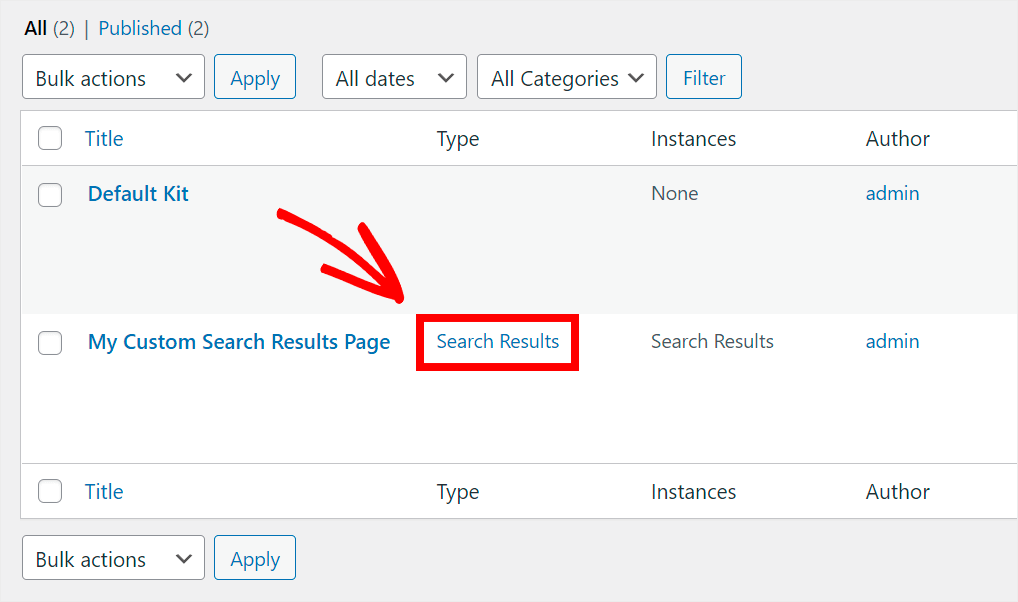 search results type
