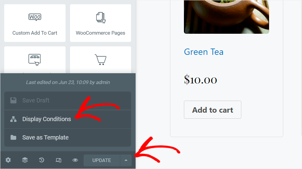 click the Arrow the to the Update button