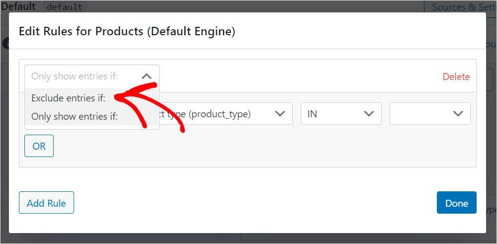 choose Exclude entries if
