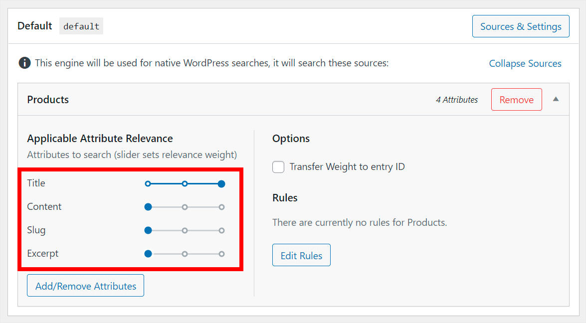 you can adjust the attributes relevance weight