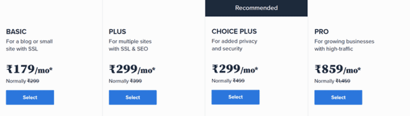 bluehost indien preise