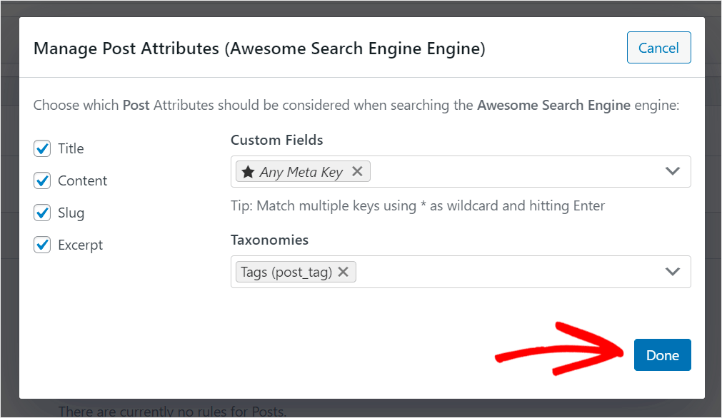click Done when you finished managing attributes