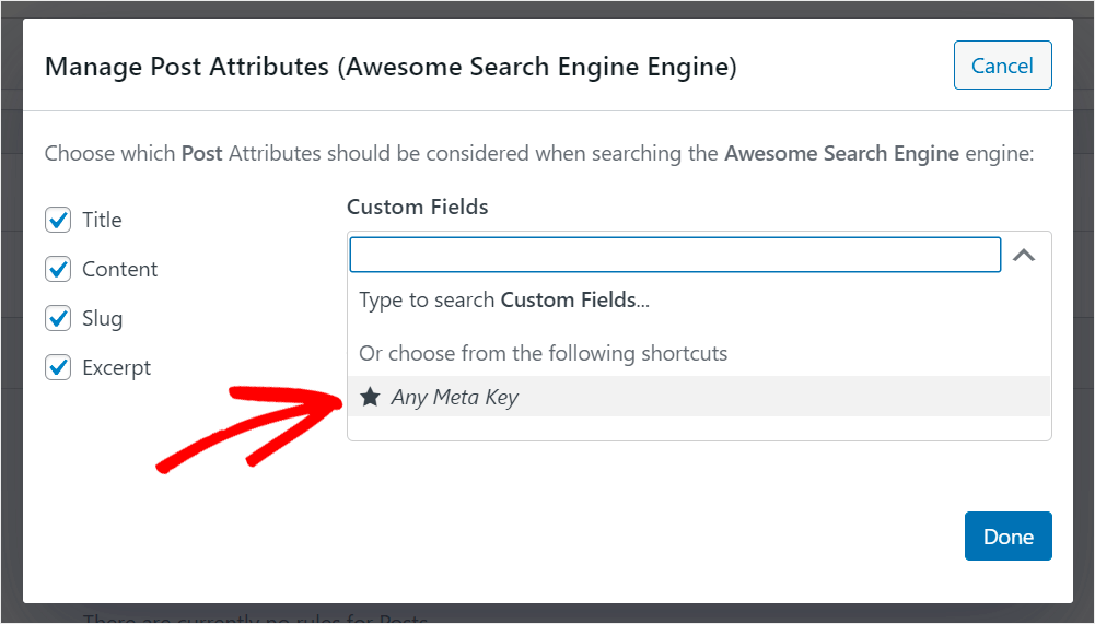 choose the Any Meta Key shortcut