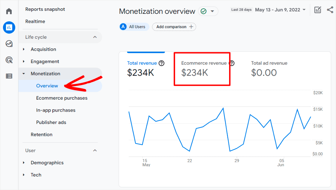 MonsterInsights eCommerce report