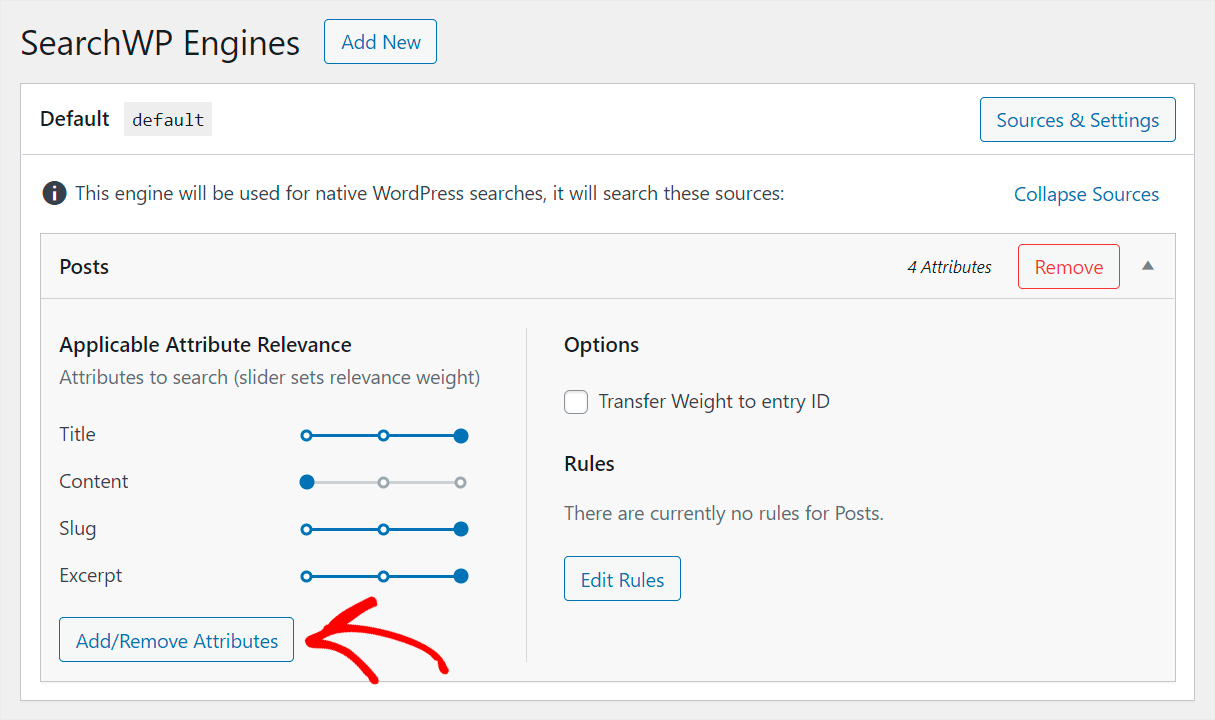 click Add Remove attributes