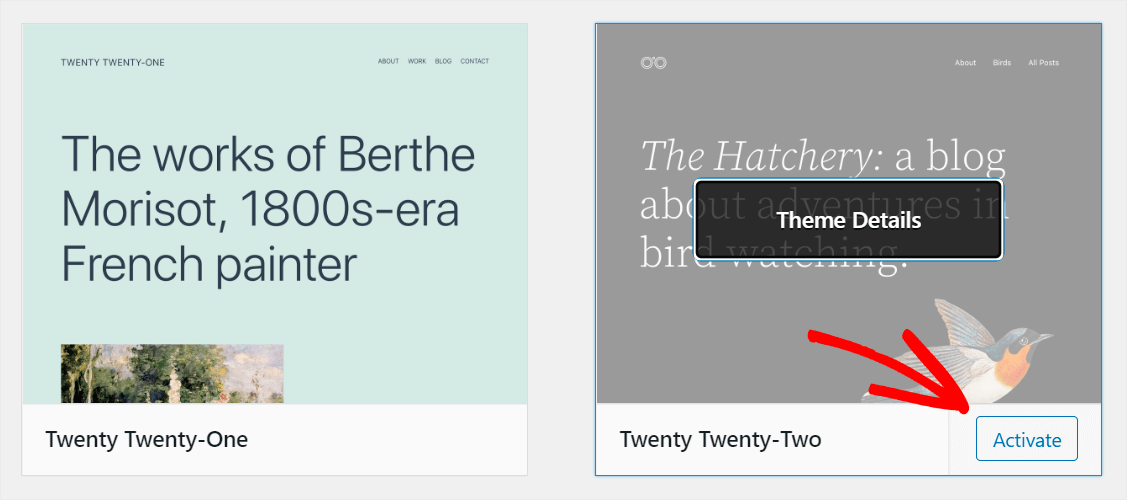 activate a new theme