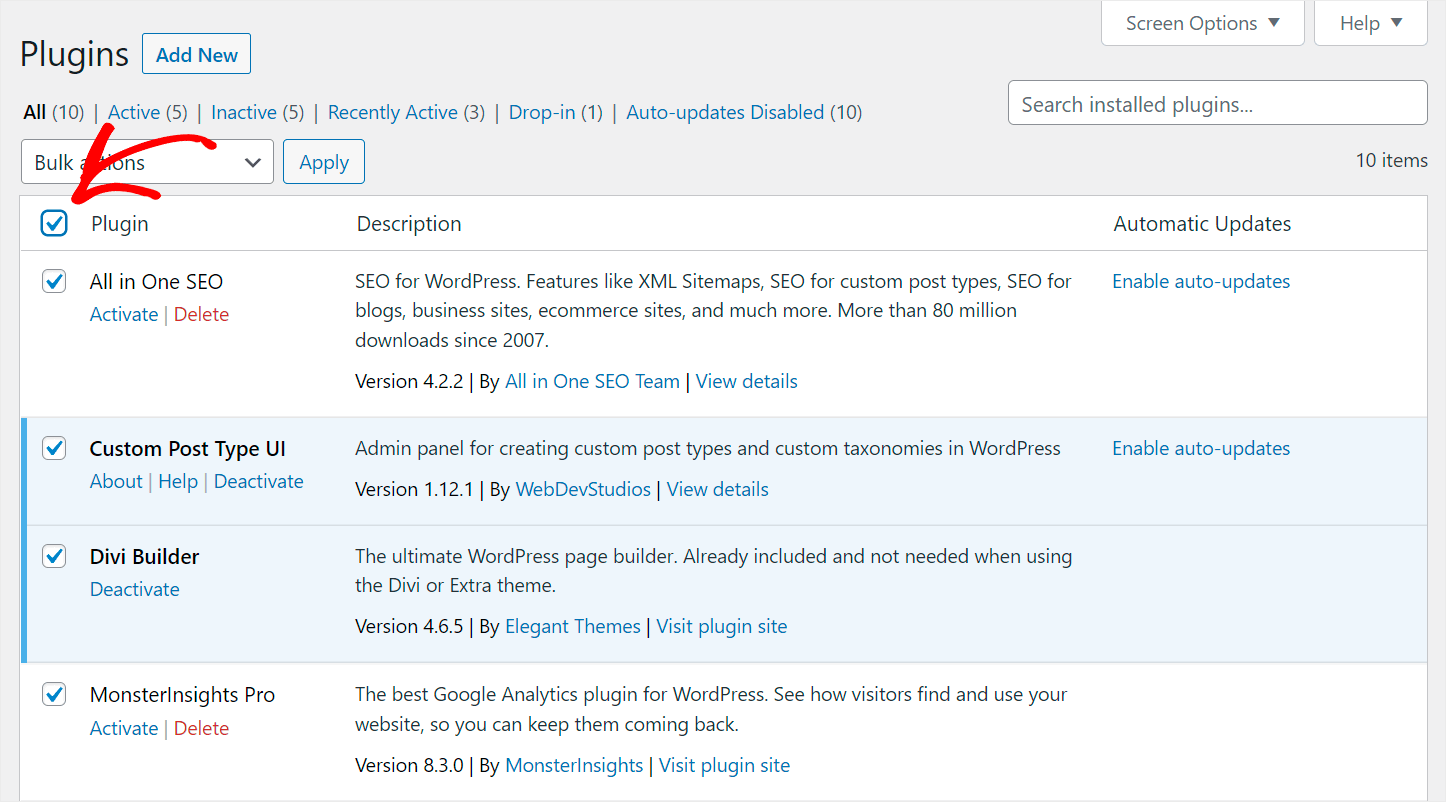 check all plugins