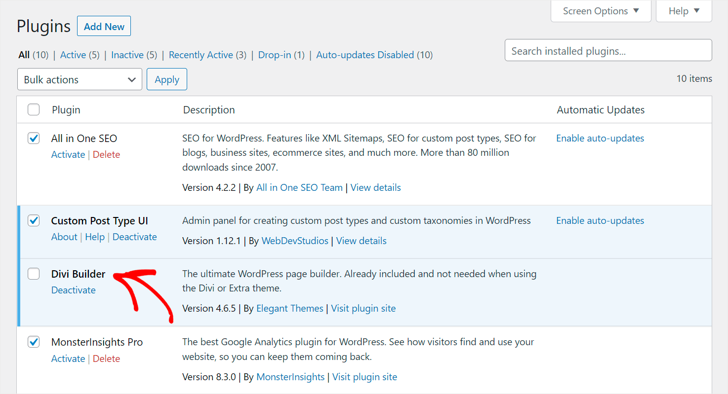 uncheck the Divi builder