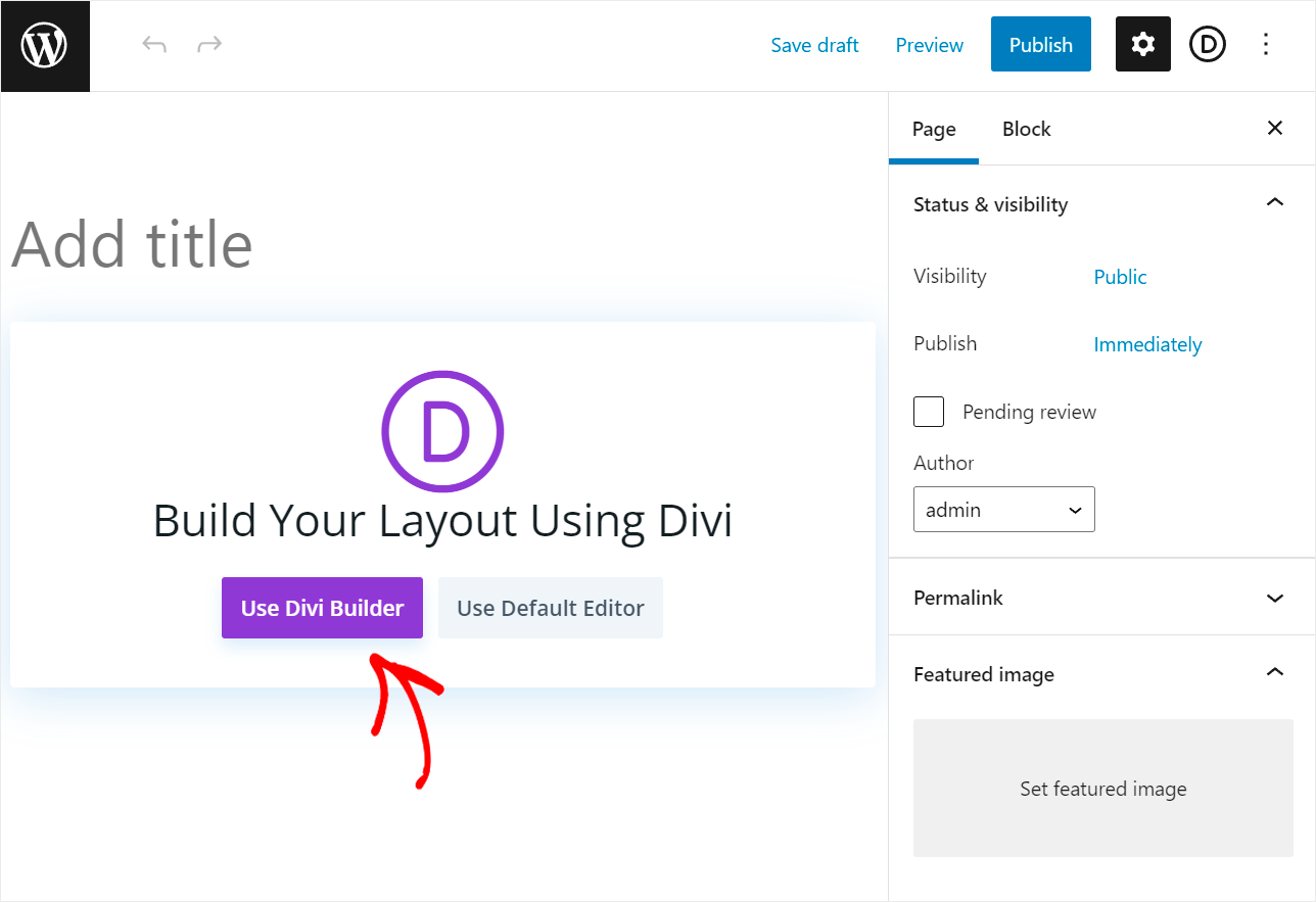 click Use Divi Builder