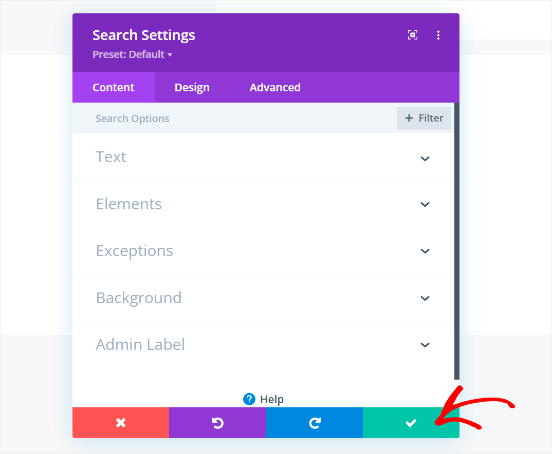 click the green check mark icon