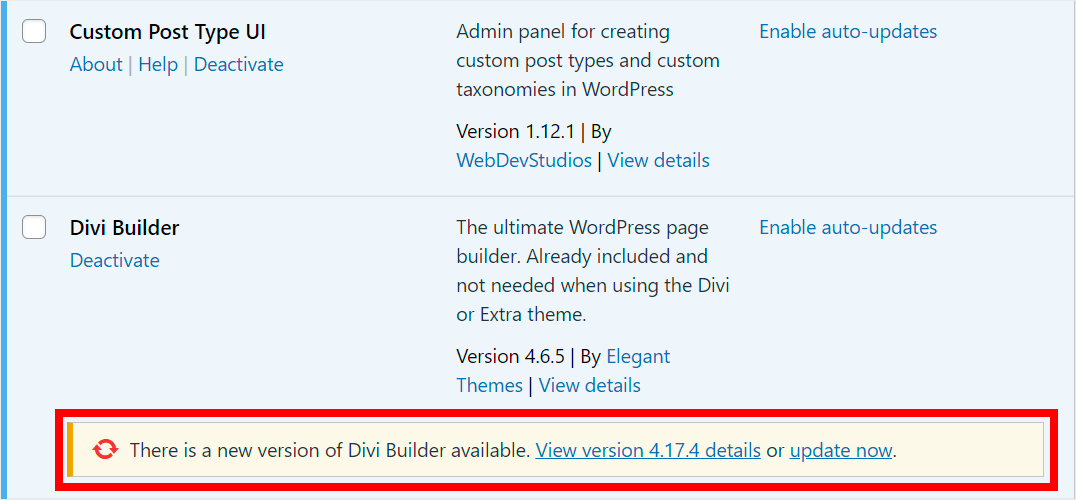 update your version of Divi