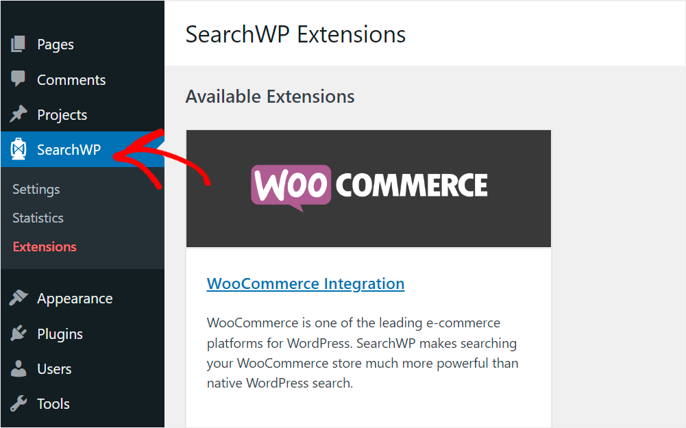 go to the SearchWP settings