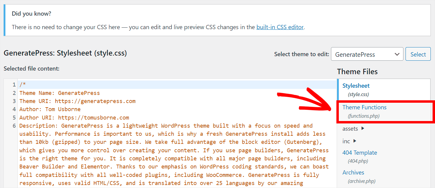 click the function file
