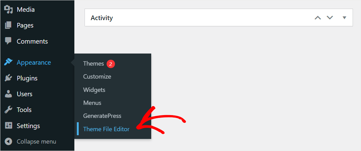go to Theme Files Editor