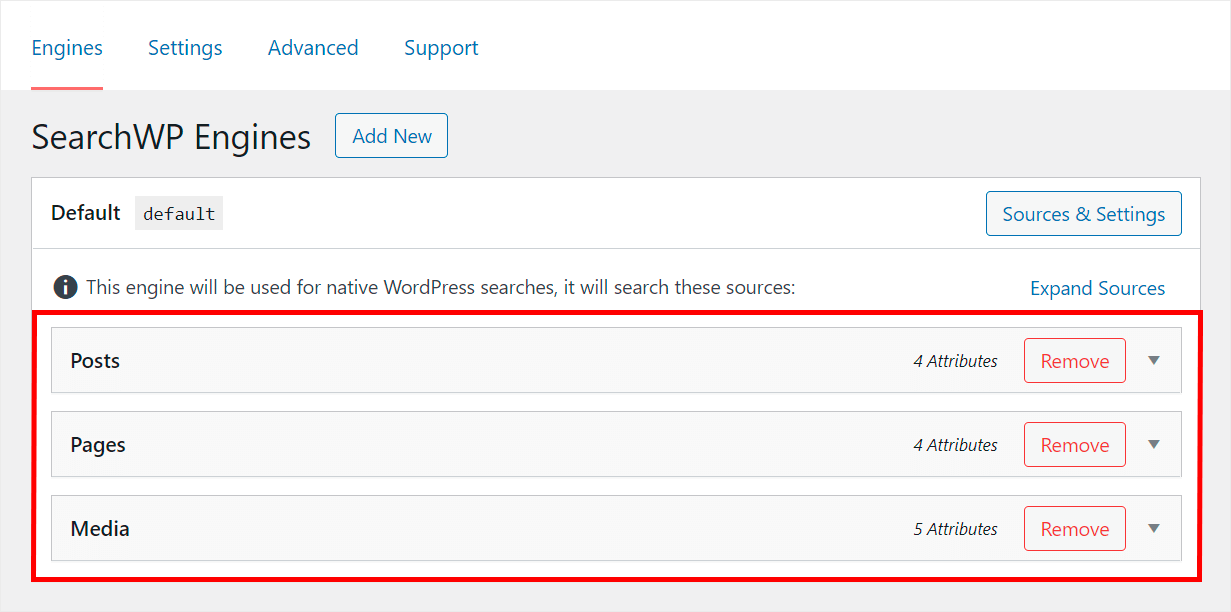 you can manage search sources
