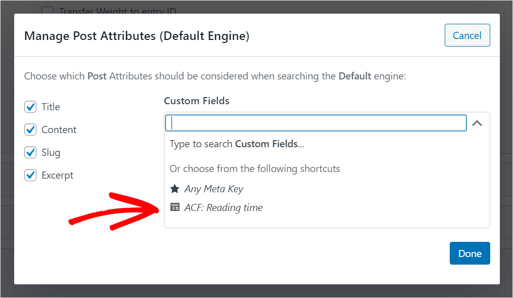 add ACF fields as the active attribute