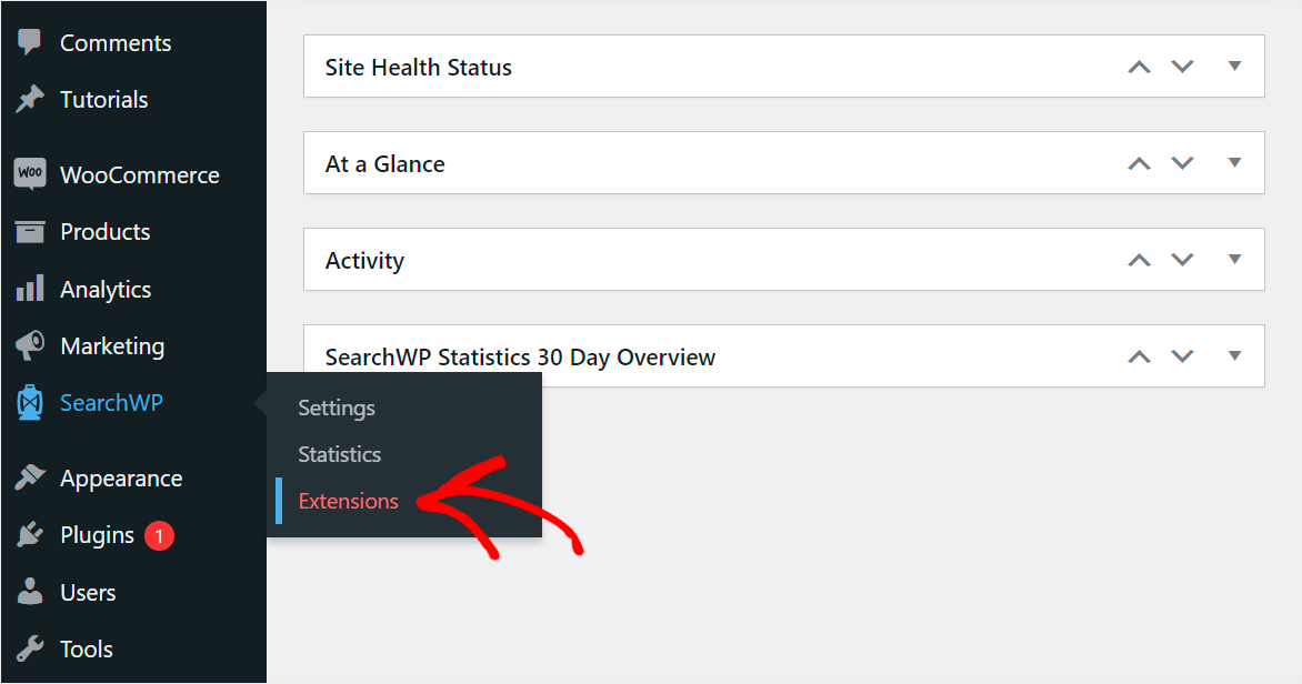 go to SearchWP Extensions