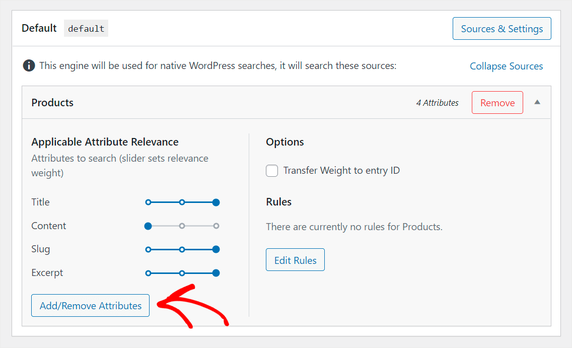 click Add Remove Attributes