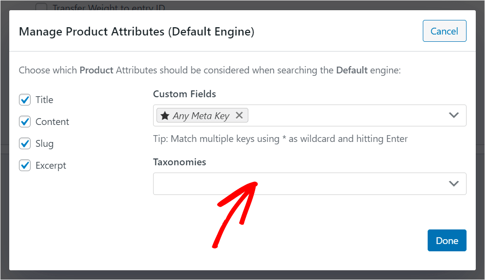 click Taxonomies field