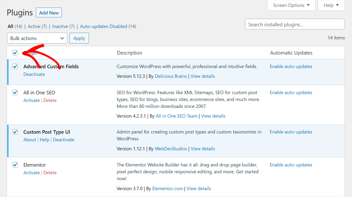 check all plugins