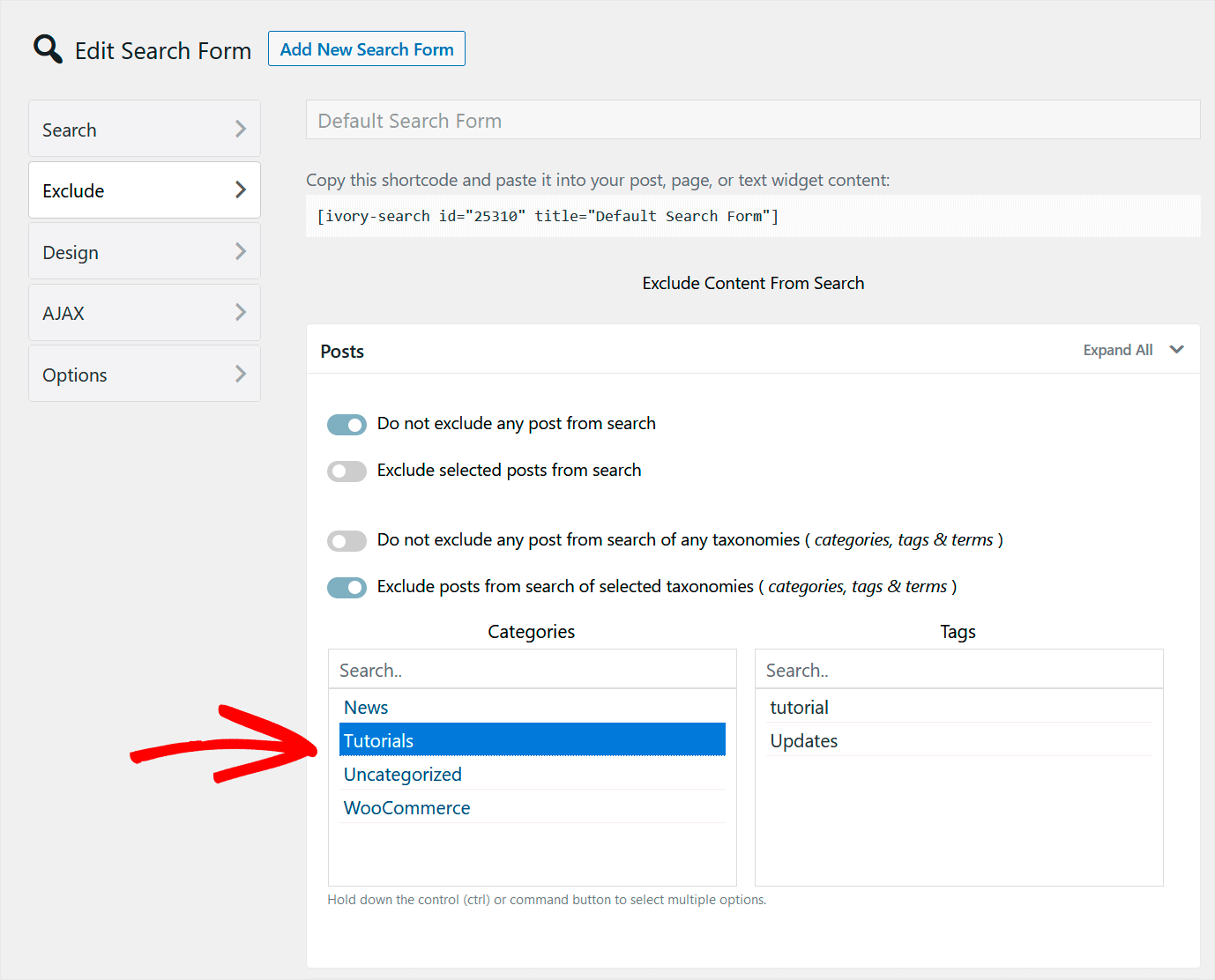 limit your search to specific categories