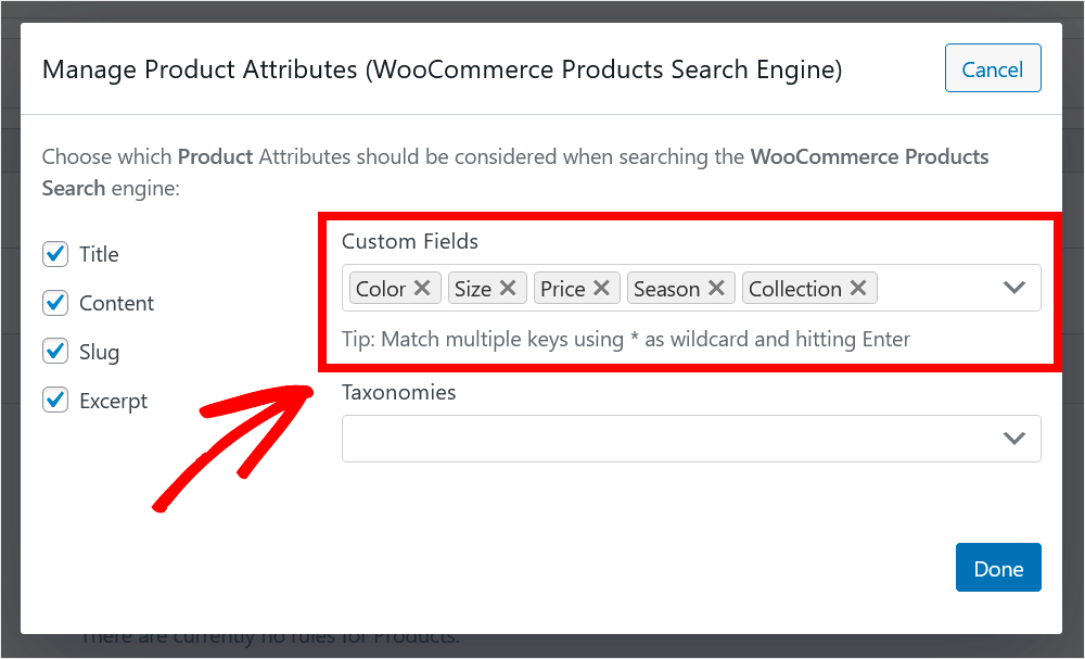 make custom fields searchable