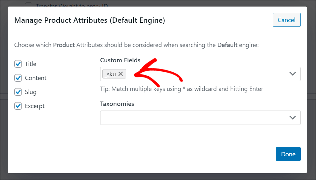 make SKU searchable