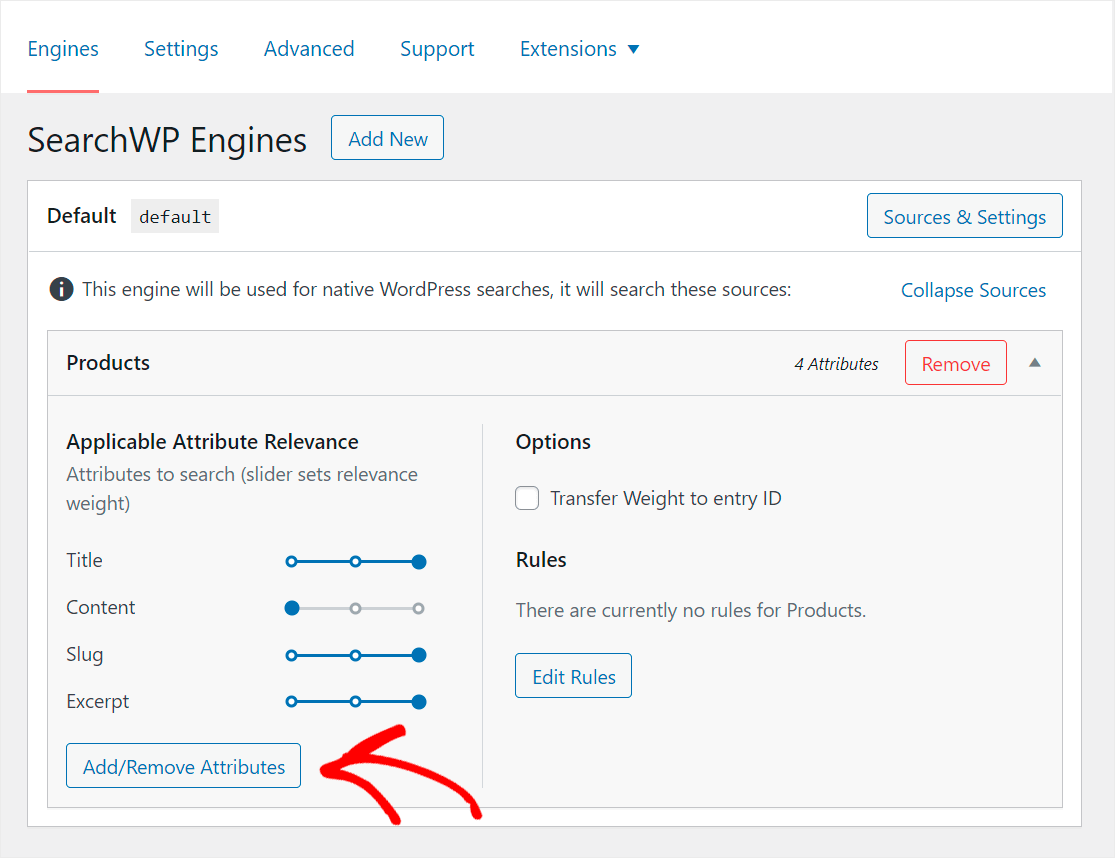 click Add Remove attributes