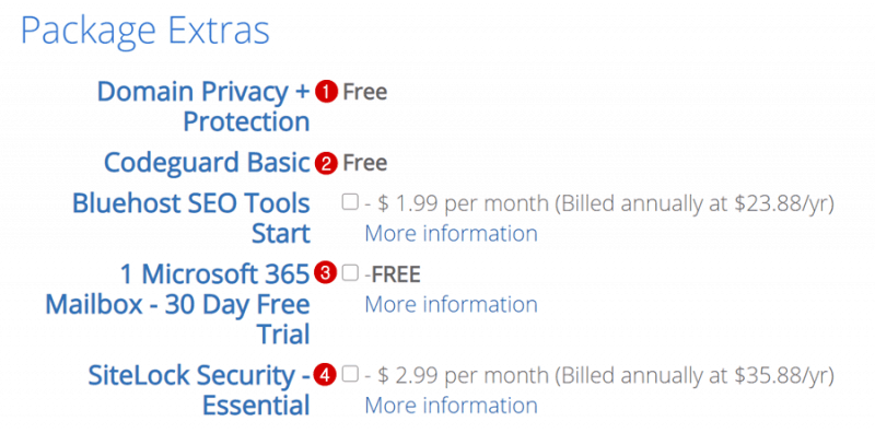 إضافات Bluehost