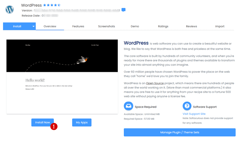 instalați wordpress pe bluehost cu software softaculous