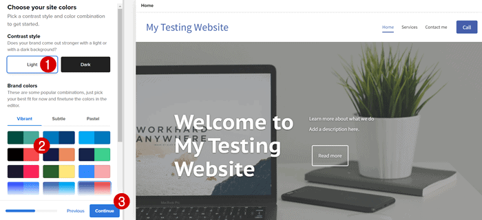 Selector de culori pentru constructorul de site-uri web bluehost