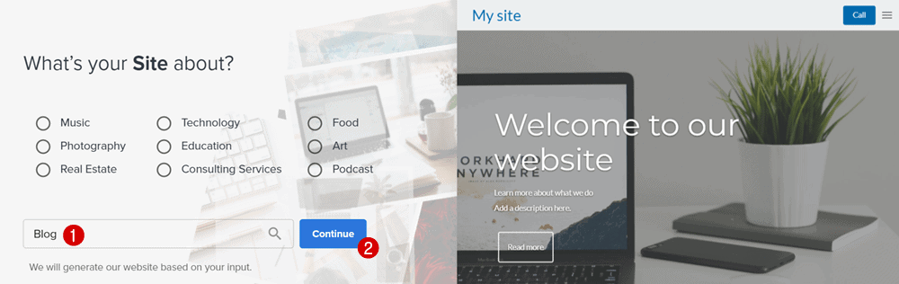 nișă de site-uri pentru constructor de site-uri bluehost